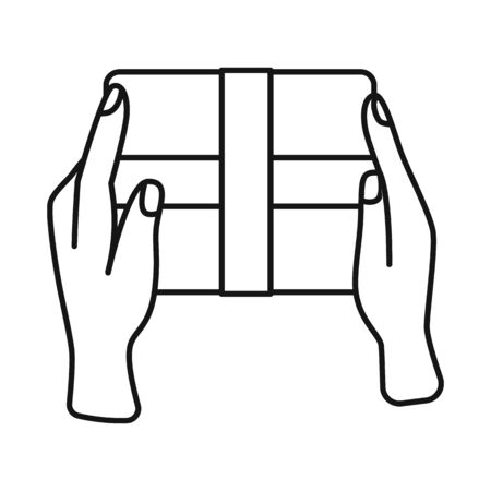 Vector illustration of box and cardboard symbol. Web element of box and hand stock symbol for web.のイラスト素材