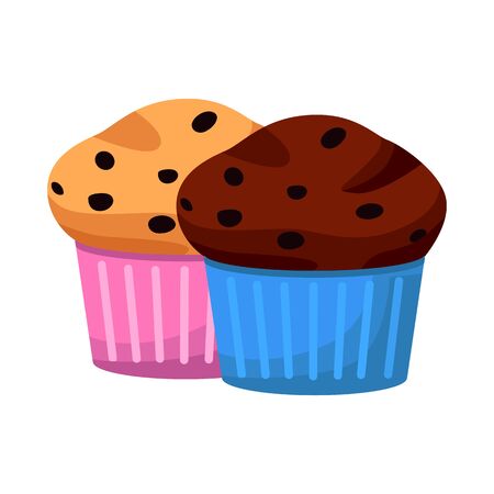 Vector design of cupcake and birthday logo. Set of cupcake and cake vector icon for stock.のイラスト素材