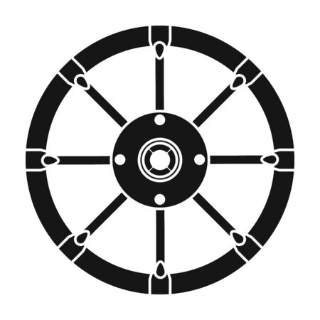 Wheel of cart vector icon.Black vector icon isolated on white background wheel of cart.のイラスト素材