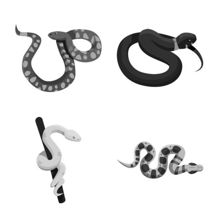 Vector design of snake and creepy sign. Collection of snake and animal stock vector illustration.のイラスト素材
