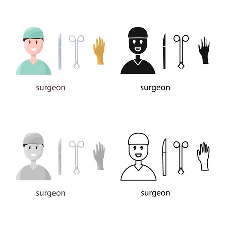 Isolated object of surgeon and emergency sign. Collection of surgeon and operation vector icon for stock.のイラスト素材