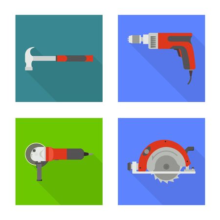 Vector design of tool and household icon. Collection of tool and repair stock symbol for web.のイラスト素材