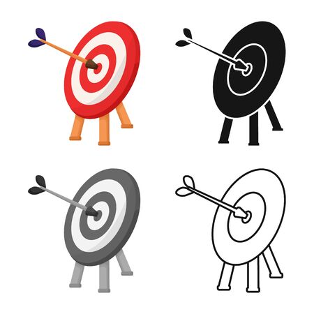 Vector illustration of dartboard and dart icon. Web element of dartboard and aim vector icon for stock.のイラスト素材