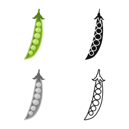 Vector illustration of pod and peas symbol. Graphic of pod and legume stock vector illustration.のイラスト素材