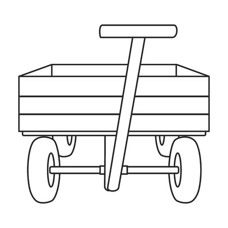 Garden cart vector icon.Line vector icon isolated on white background garden cart .のイラスト素材