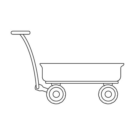 Garden cart vector icon.Line vector icon isolated on white background garden cart .のイラスト素材