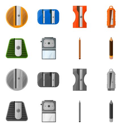 Vector illustration of equipment and accessory sign. Set of equipment and stationery stock symbol for web.のイラスト素材