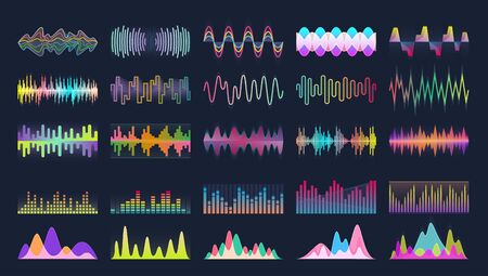 Sound of wave vector cartoon set icon.Illustration isolated of cartoon icons music waveform . Vector...