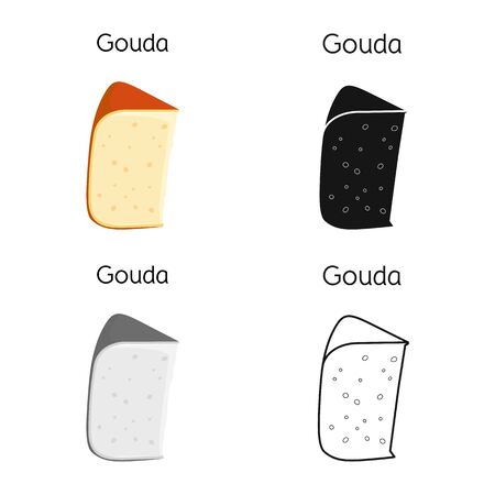 Isolated object of cheese and gouda sign. Graphic of cheese and slice stock symbol for web.のイラスト素材