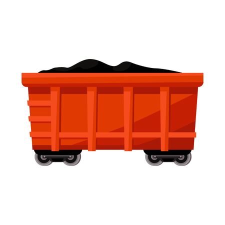 Isolated object of wagon and cargo symbol. Graphic of wagon and coal stock symbol for web.のイラスト素材