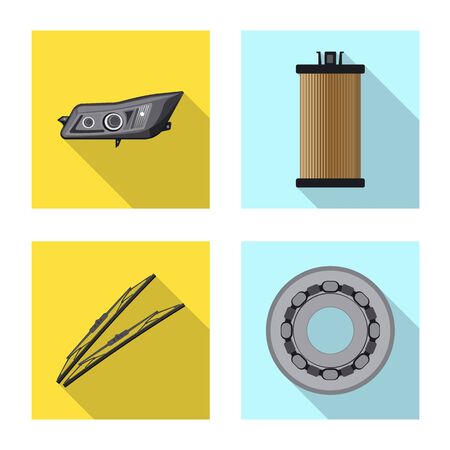 Vector illustration of auto and part . Collection of auto and car stock vector illustration.のイラスト素材