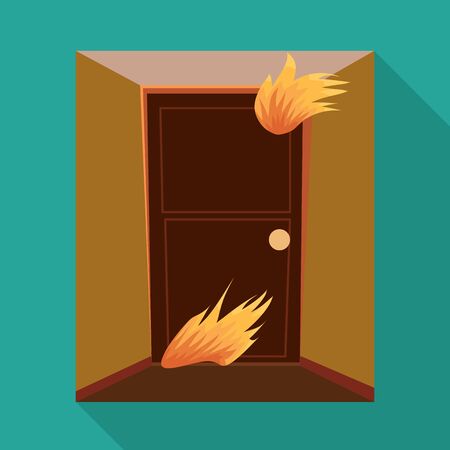 Vector design of door and flame symbol. Collection of door and exit stock symbol for web.のイラスト素材