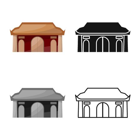 Vector design of temple and hanoi icon. Set of temple and vietnamese stock vector illustration.のイラスト素材