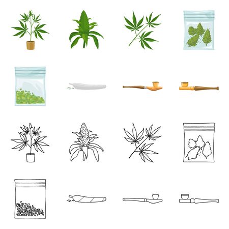 Isolated object of addiction and medical icon. Set of addiction and narcotic stock vector illustration.のイラスト素材