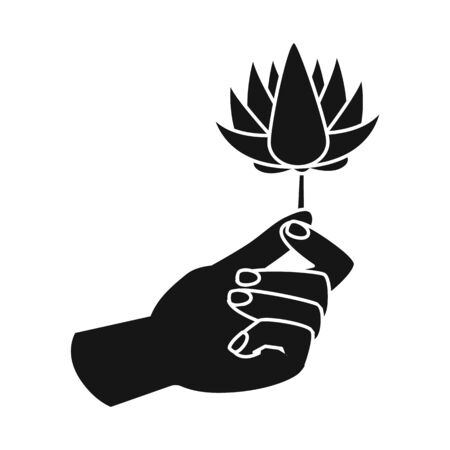 Vector illustration of flower and lotus icon. Set of flower and leaf vector icon for stock.のイラスト素材