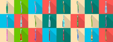 Toothbrush flat vector illustration on white background . Dental brush set icon.Vector illustration toothbrush for hygiene oral.flat set icon dental brush.のイラスト素材