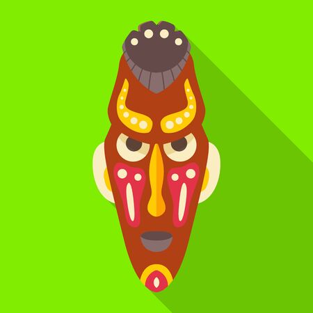 Tribal african mask vector icon.Flat vector icon isolated on white background tribal african mask.のイラスト素材