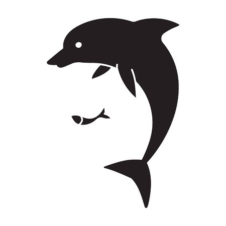Dolphin vector icon.Black vector icon isolated on white background dolphin .のイラスト素材