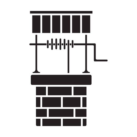 Stones well vector icon.Black vector icon isolated on white background stones well .のイラスト素材