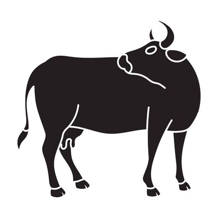 Cow vector icon.Black vector icon isolated on white background cow.のイラスト素材