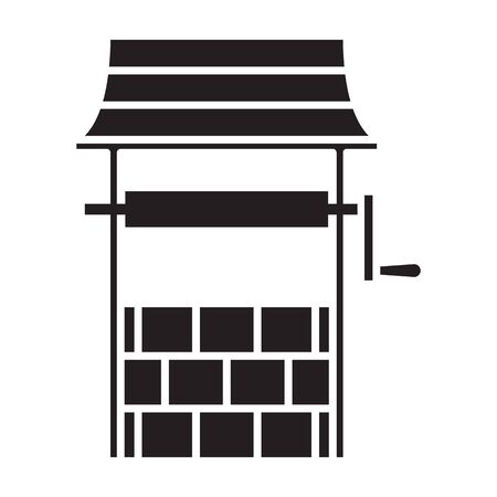 Wooden well vector icon.Black vector isolated on white background wooden well .のイラスト素材