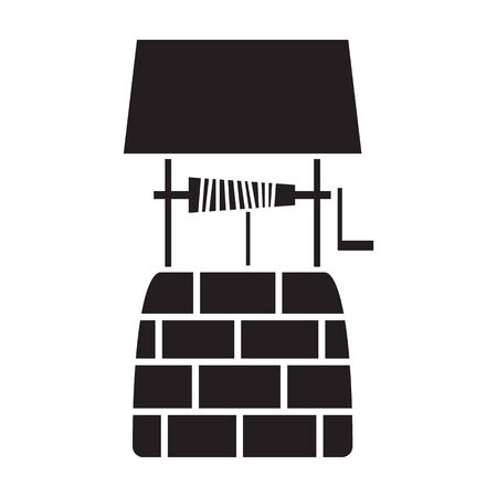 Stones well vector icon.Black vector isolated on white background stones well .のイラスト素材