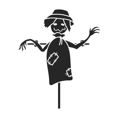 Scarecrow vector icon.Black vector icon isolated on white background scarecrow.のイラスト素材