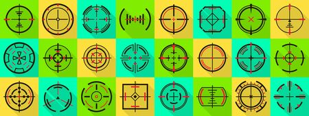 Sniper sight vector flat set icon. Vector illustration sight and target. Isolated flat icon eye target on white background .のイラスト素材