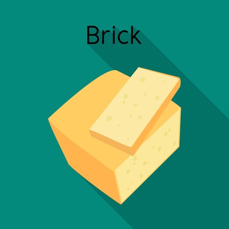 Vector illustration of cheese and brick icon. Graphic of cheese and appetizer stock symbol for web.のイラスト素材