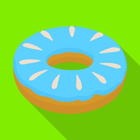 Blue doughnut vector icon.Flat vector icon isolated on white background blue doughnut.のイラスト素材