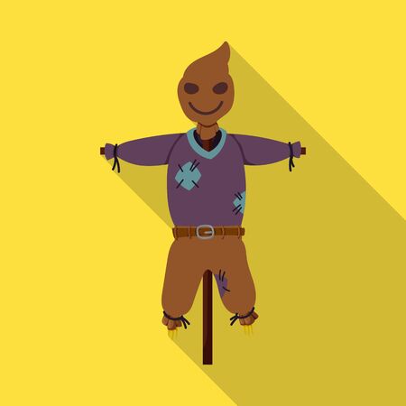 Scarecrow vector icon.Flat vector icon isolated on white background scarecrow.のイラスト素材