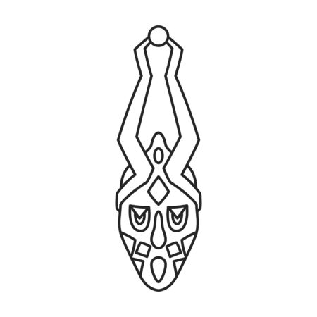 African mask vector icon.Outline vector icon isolated on white background african mask.のイラスト素材