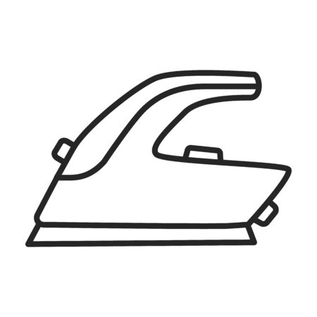 Steam iron for home clothes vector Outline icon.Outline illustration of laundry appliance and hot steam iron.のイラスト素材