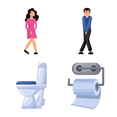 Vector design of toilet and restroom symbol. Set of toilet and wc vector icon for stock.のイラスト素材