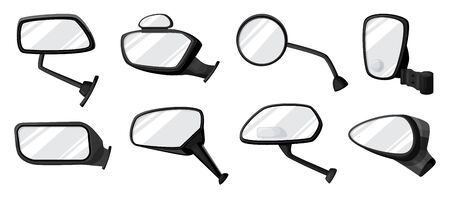 Side mirror vector cartoon set icon. Vector illustration auto glass on white background. Cartoon set icons side mirror.のイラスト素材