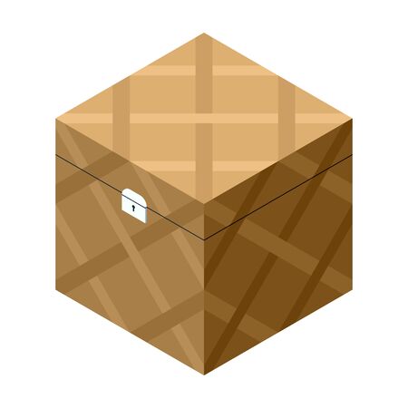 Wooden box vector icon. Isometric vector icon isolated on white background wooden box .のイラスト素材