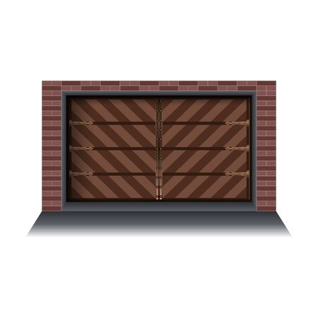 Garage door vector icon.Realistic vector icon isolated on white background garage door.のイラスト素材
