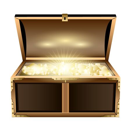 Chest treasure vector icon.Realistic vector icon isolated on white background chest treasure.のイラスト素材
