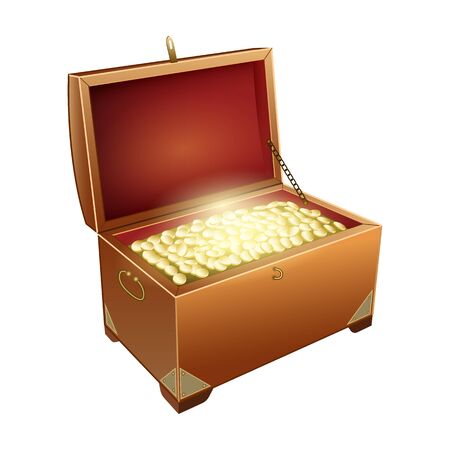 Chest treasure vector icon.Realistic vector icon isolated on white background chest treasure.のイラスト素材