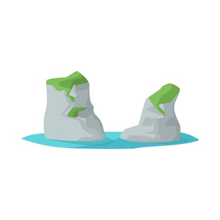 Isolated object of rock and bay icon. Collection of rock and vietnamese stock vector illustration.のイラスト素材