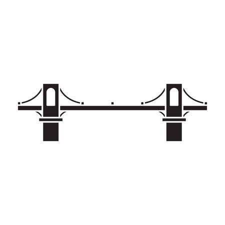 Bridge vector icon.Black vector icon isolated on white background bridge.のイラスト素材