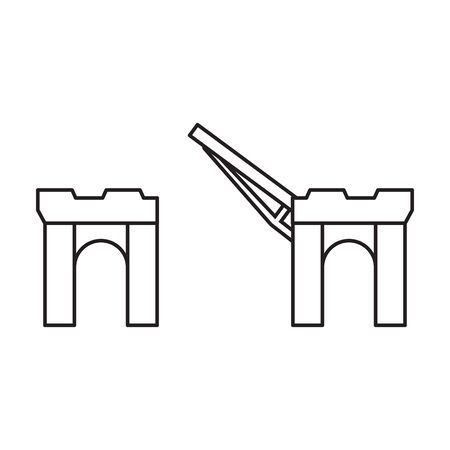 Drawbridge vector icon.Outline vector icon isolated on white background drawbridge.のイラスト素材