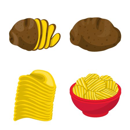 Vector illustration of chips and crisp sign. Collection of chips and food vector icon for stock.のイラスト素材