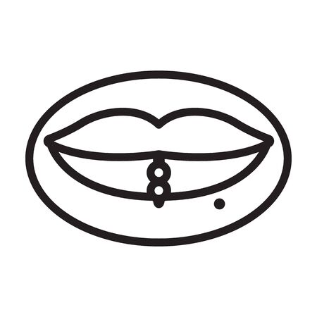 Piercings of tongue vector icon.Outline vector icon isolated on white background piercings of tongue.のイラスト素材