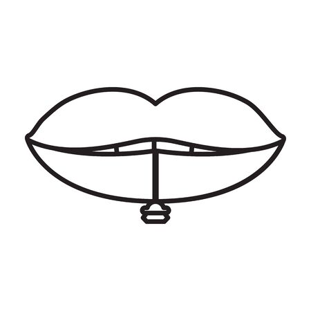 Piercings of tongue vector icon.Outline vector icon isolated on white background piercings of tongue.のイラスト素材