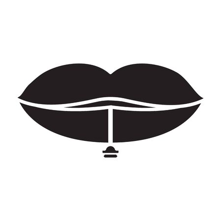 Piercing mouth vector icon.Black vector  isolated on white background piercing mouth .のイラスト素材