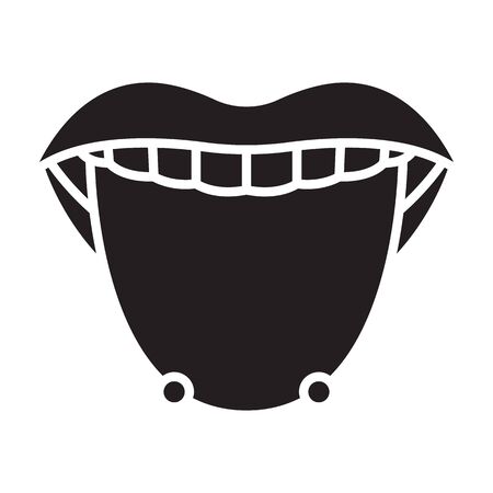 Piercings of tongue vector icon.Black vector icon isolated on white background piercings of tongue.のイラスト素材