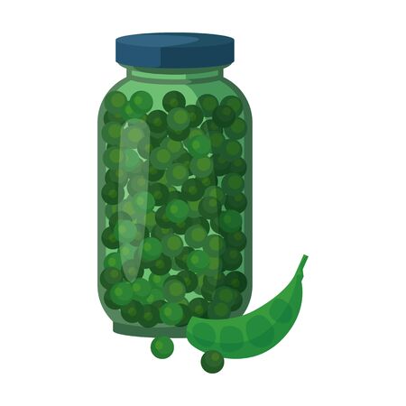 Jar green peas vector icon.Cartoon vector icon isolated on white background jar green peas.のイラスト素材