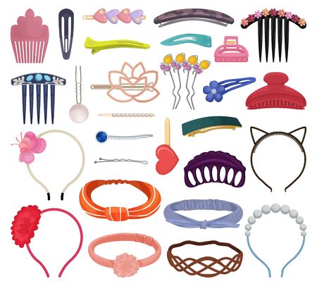 Hairpins isolated cartoon set icon. Vector illustration barrette on white background. Vector cartoon set icon hairpins.のイラスト素材