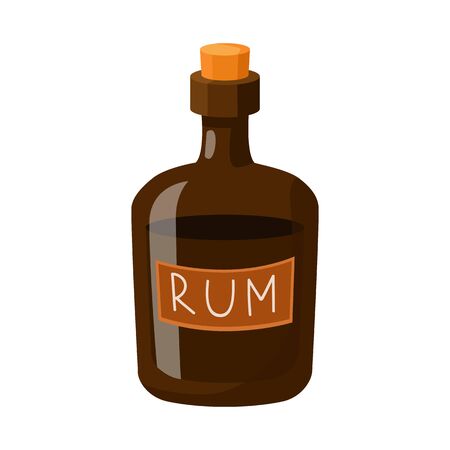 Vector illustration of rum and bottle icon. Set of rum and stopper stock symbol for web.のイラスト素材